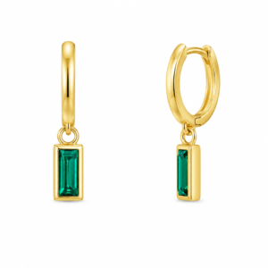 Baguette Huggie Drops Earrings -Veda Finery