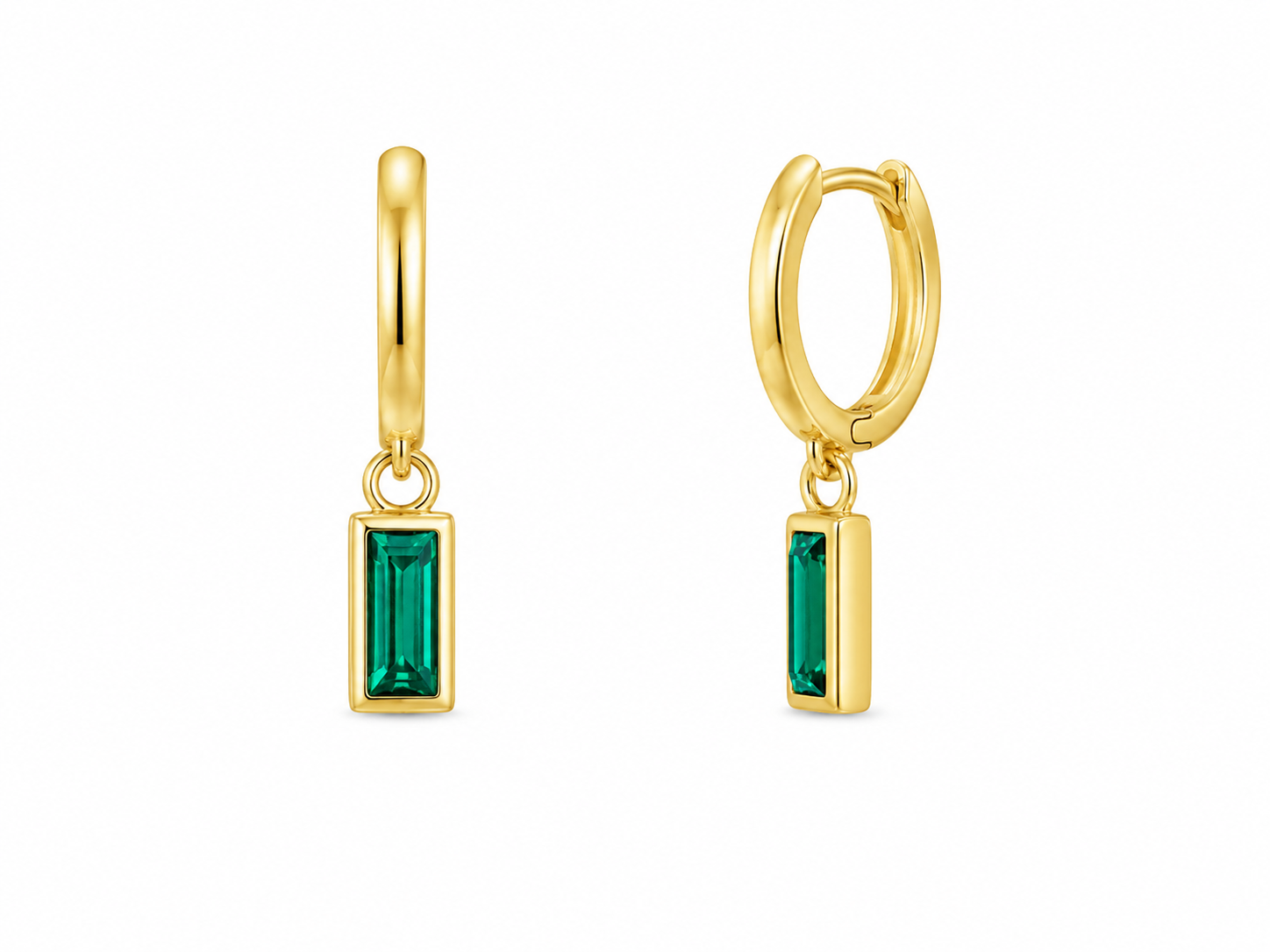 Baguette Huggie Drops Earrings -Veda Finery