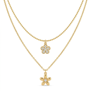 Blossom & Brilliance Double Layered Flower Necklace- VedaFinery