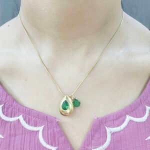 Emerald Dewdrop Pendant Chain -Veda Finery