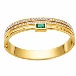 Emerald Zircon Double-Row Kada Bracelet -Veda Finery