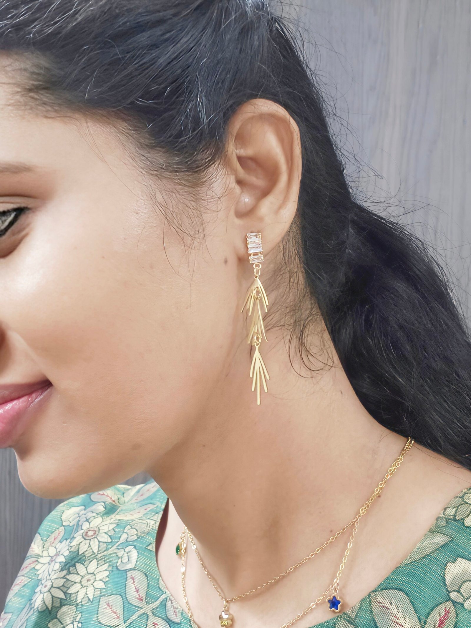 Tiered Flora Crystal Drops Earrings - Veda Finery