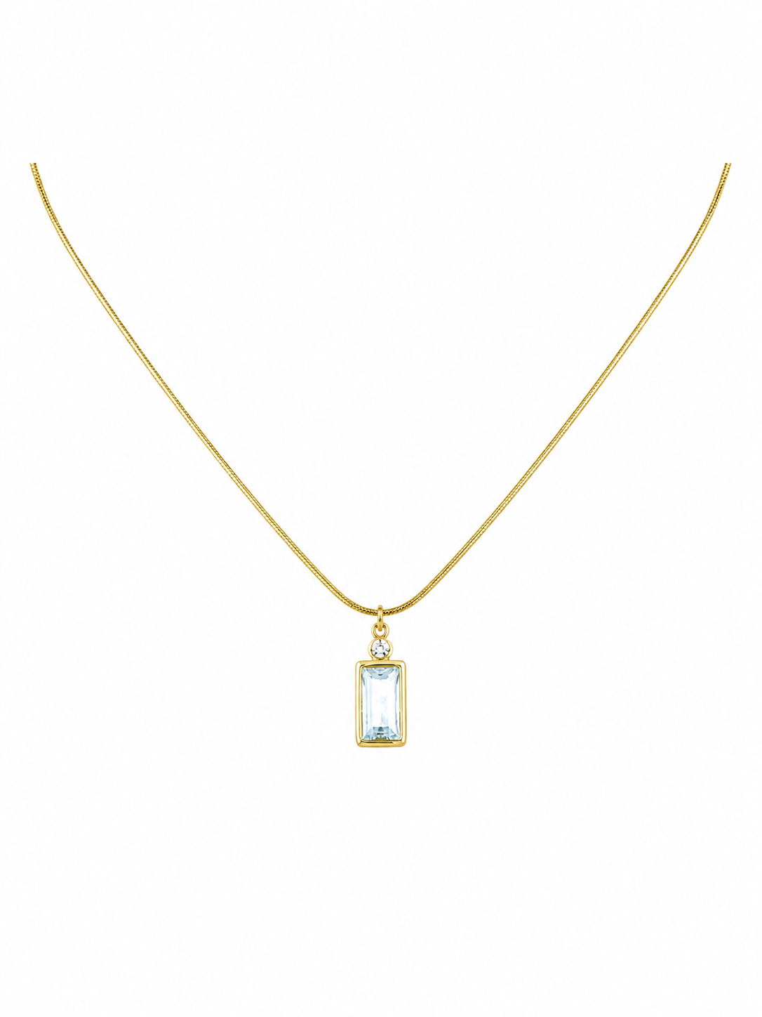 White Baguette Pendant Necklace