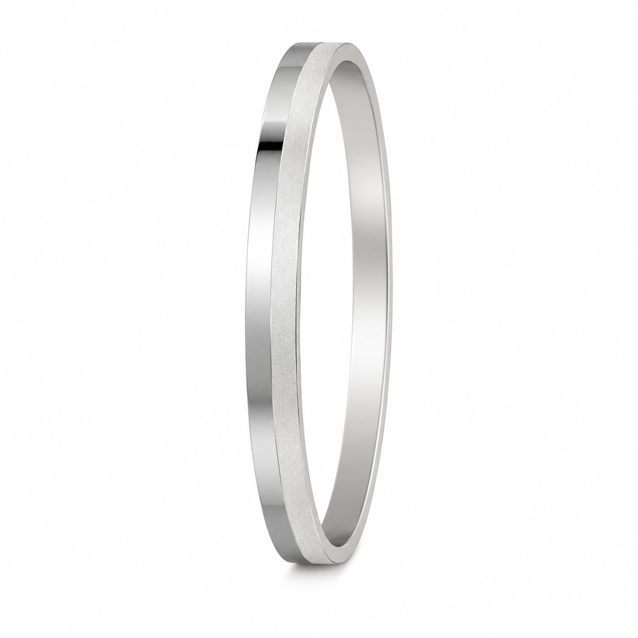 Linear Silver & Matte Men's Hinged Bangle Kada