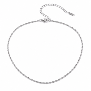 Twist men's silver rope chain with polished twisted design