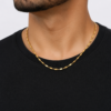 Auric Edge men's gold-tone box link chain necklace with polished finish