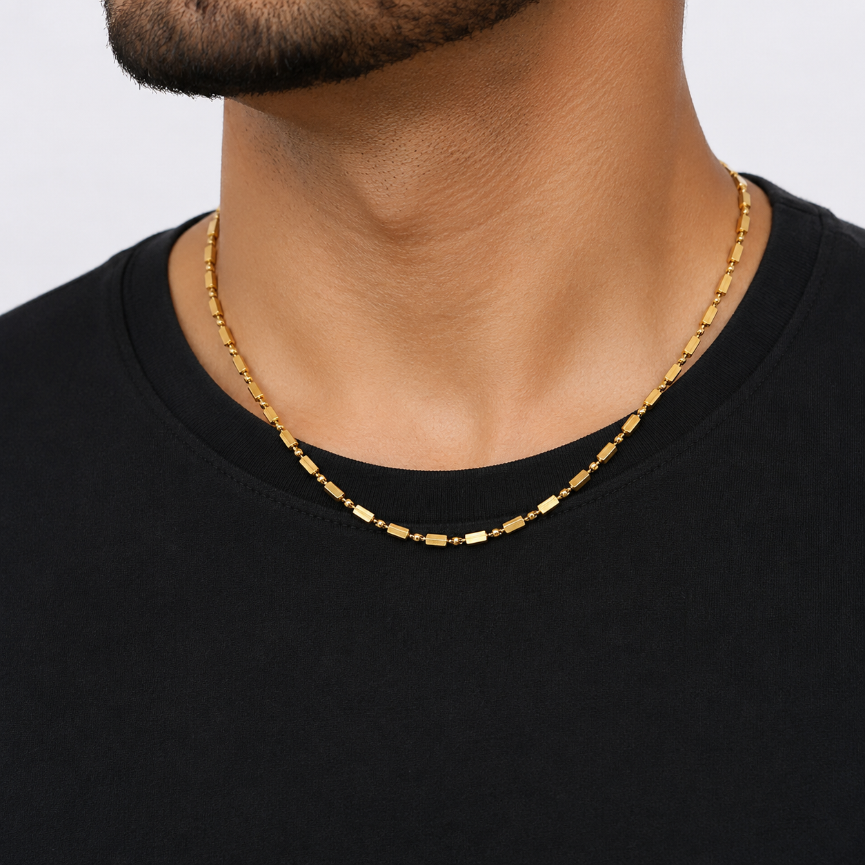 Auric Edge men's gold-tone box link chain necklace with polished finish