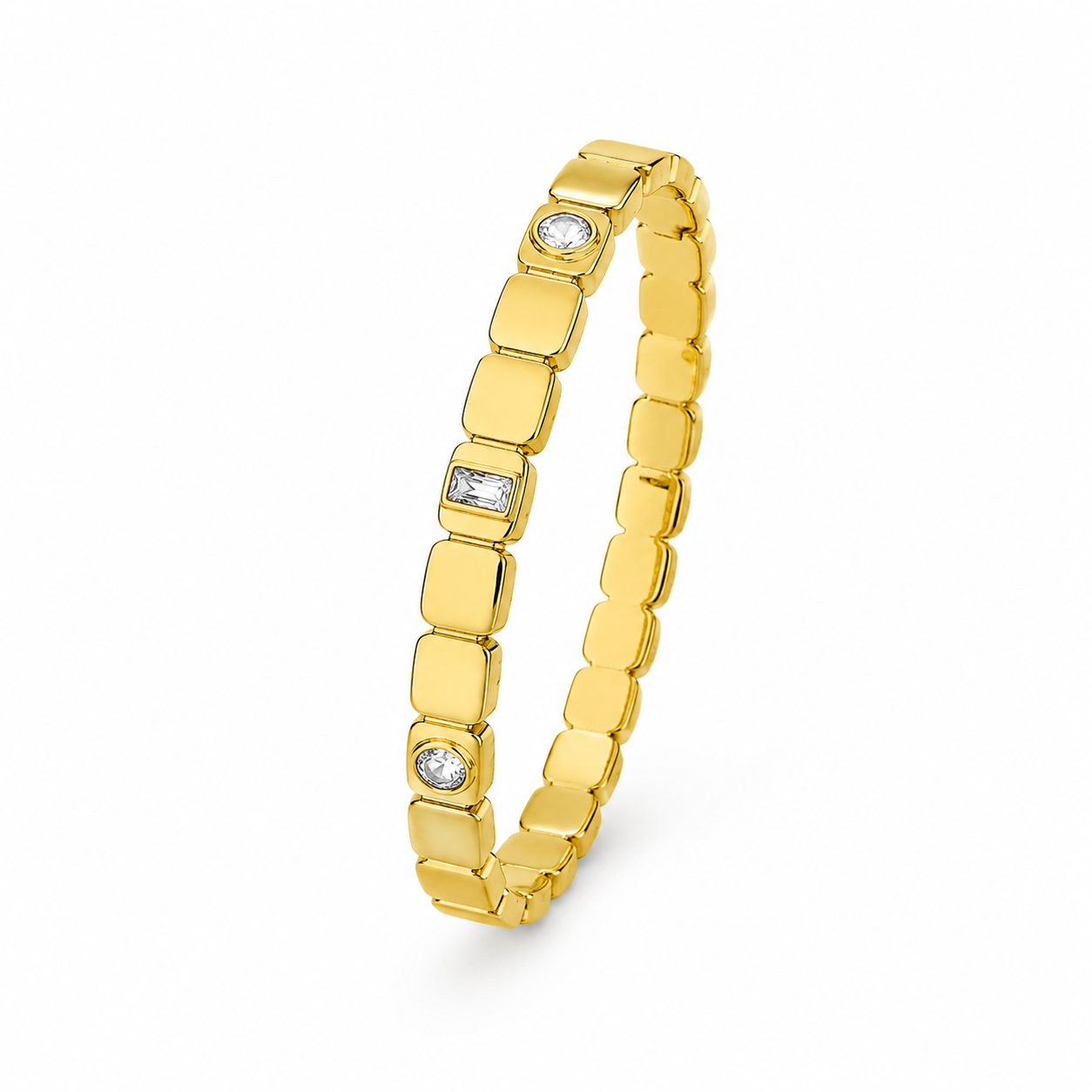 Amor Block Kada gold-tone bracelet with crystal accents for women.