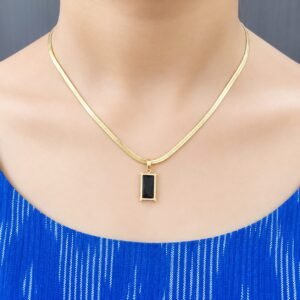 Anti Tarnish Black Rectangle Snake Chain Necklace Veda Finery