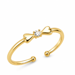 Dainty Crystal Bow Open Ring Veda Finery