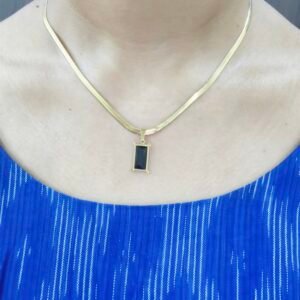 Emerald Rectangle Snake Chain Necklace