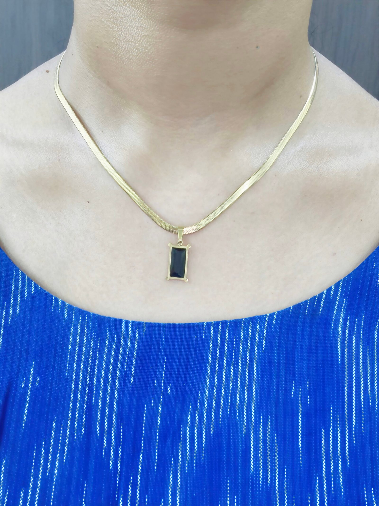 Emerald Rectangle Snake Chain Necklace