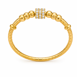 Gold Crystal Rondelle Statement Bangle