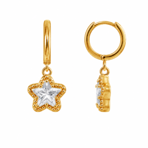 Golden Star Crystal Hoop Earrings