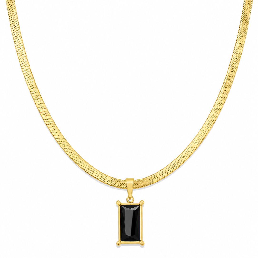 Emerald Rectangle Snake Chain Necklace