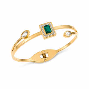 Emerald & Diamond Gold Bangle
