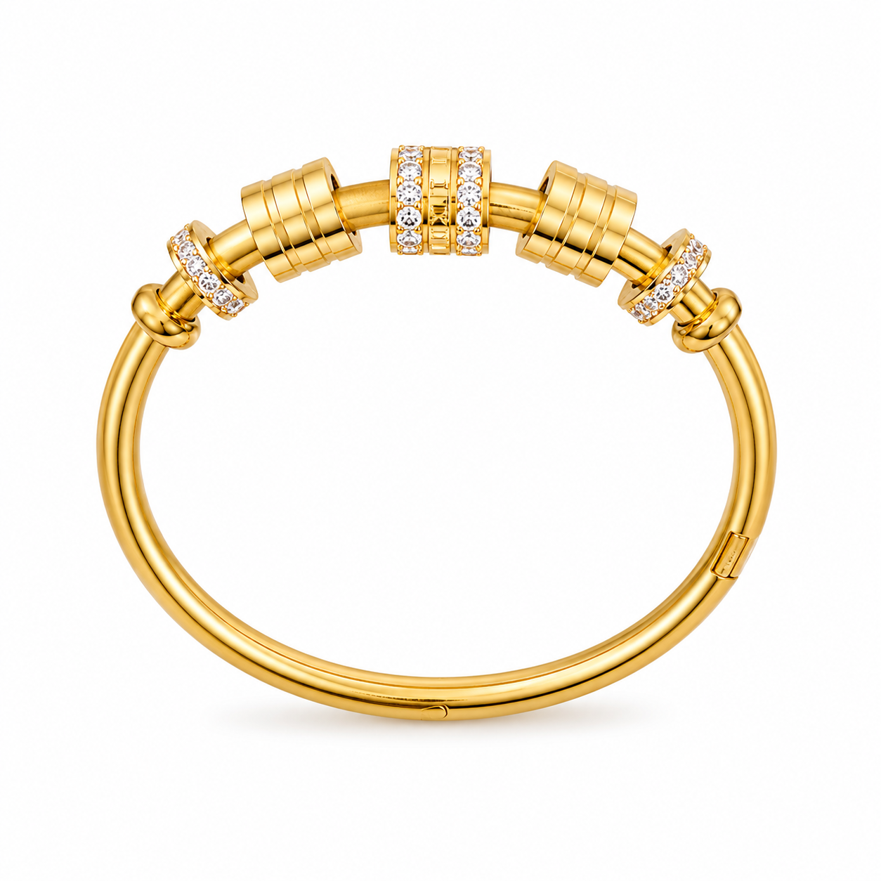 Nova Glint Kada Bracelet featuring sparkling crystal accents and a premium gold-tone finish for women.