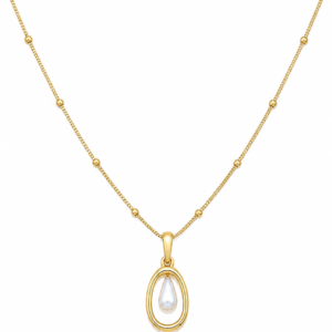 Floating Pearl Oval Pendant Necklace - Veda Finery