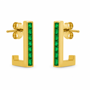 Emerald Gold Geometric Hoop Earrings