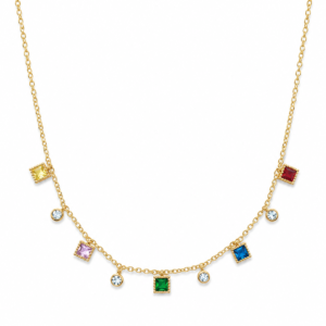 Square-cut rainbow gemstones Shimmer Necklace - Veda Finery
