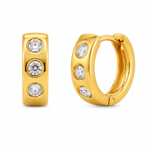Trinity Spark Gold Huggie Earrings