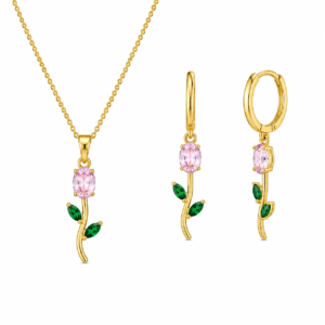 Tulip Pendant Necklace with Matching Earrings Set
