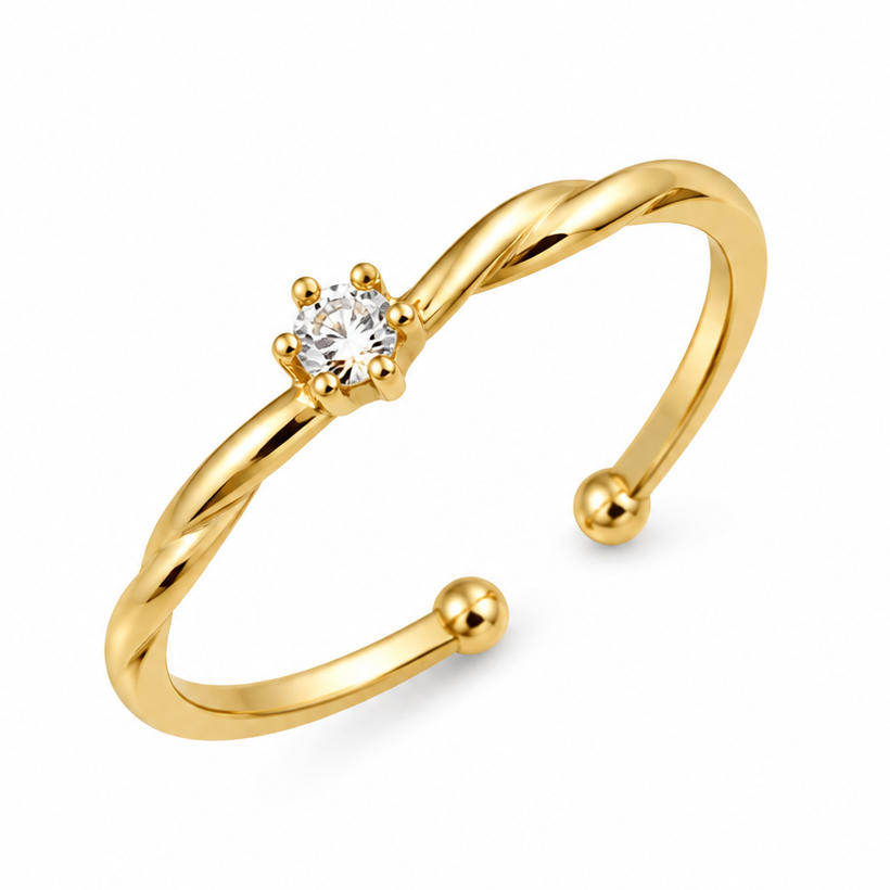 Twisted Band Solitaire Open Ring Veda-Finery