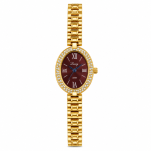 Victoria-Oval-Diamond-Encrusted-Burgundy-Face-Watch-VedaFinery