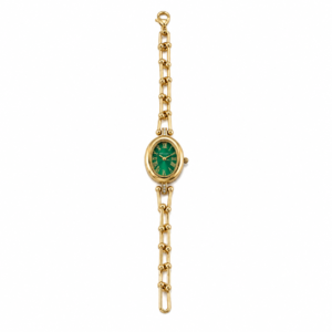 Vintage Oval Emerald Green Dial Watch Bracelet Veda Finery