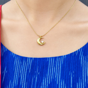 Anti Tarnish Viral Moon Pendant Necklace Veda Finery