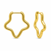 Elegant wavy star gold hoop earrings with polished finish for women