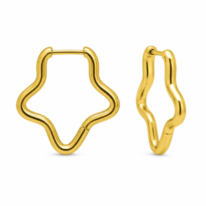 Elegant wavy star gold hoop earrings with polished finish for women