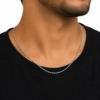 men's silver rope chain with polished twisted design