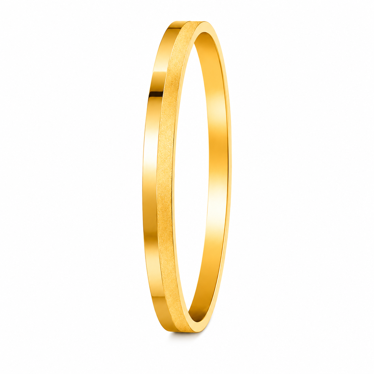 Linear Gold & Matte Men's Hinged Bangle Kada