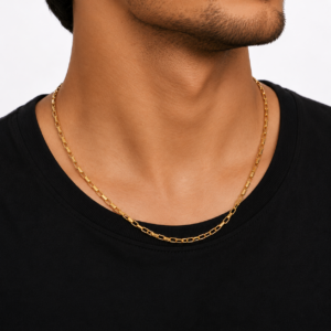 Sleek Gold Rectangular Link Chain for Men