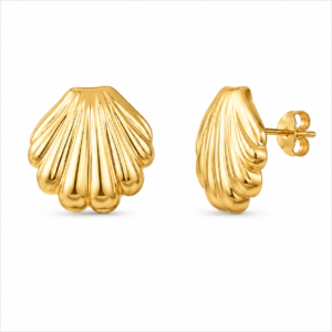 Golden Seashell Stud Earrings 🌊