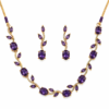 Emerald Tulip Vine Necklace Set with green stones and matching earrings
