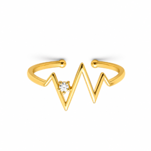 Golden Heartbeat Solitaire Adjustable Ring for Women