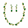 Emerald Tulip Vine Necklace Set with green stones and matching earrings