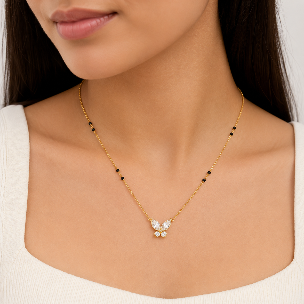 Butterfly Bliss Gold Mangalsutra with butterfly pendant