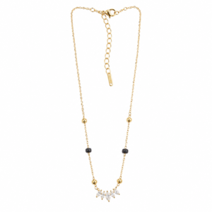Celeste Leaf Drop black bead mangalsutra with sparkling pendant