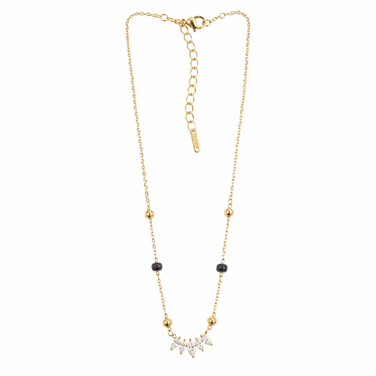 Celeste Leaf Drop black bead mangalsutra with sparkling pendant