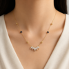 Celeste Leaf Drop black bead mangalsutra with sparkling pendant