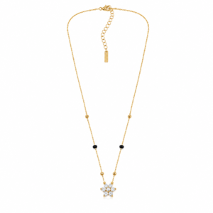 Floral Charm black bead mangalsutra with floral pendant