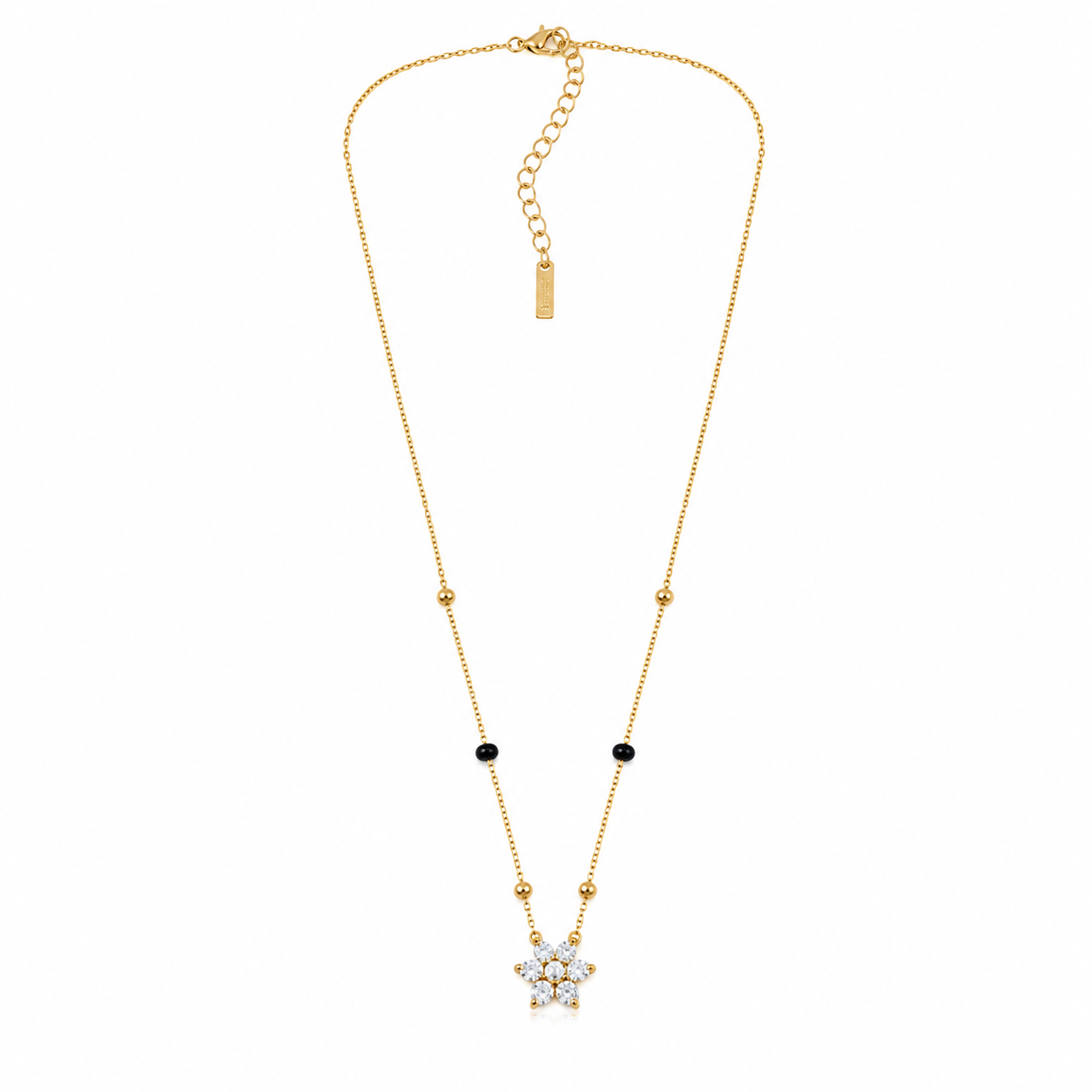 Floral Charm black bead mangalsutra with floral pendant