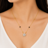 Floral Charm black bead mangalsutra with floral pendant