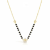 Golden Blossom Solitaire Mangalsutra with Black Beads and Floral Pendant
