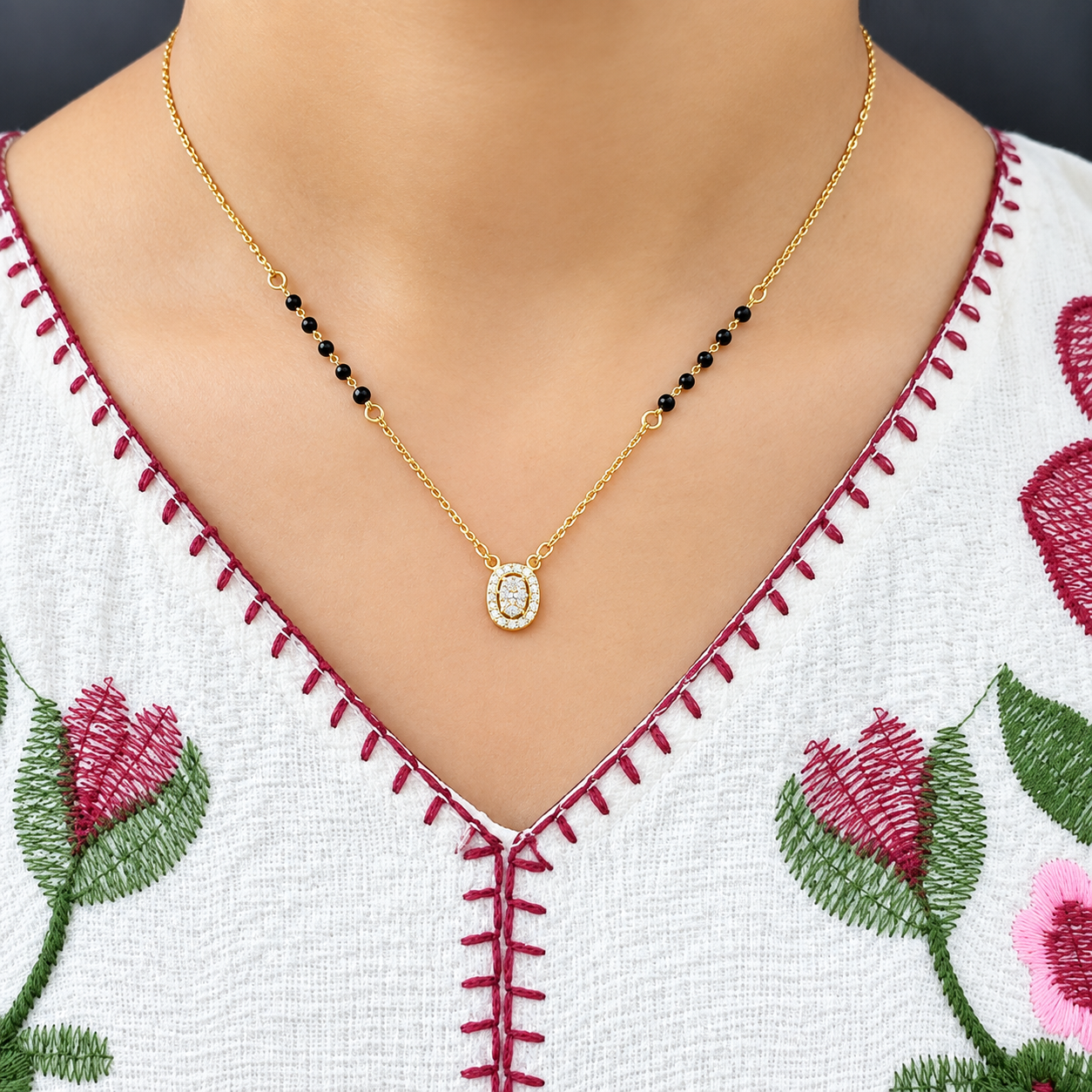 Waterproof Daily Use Anti Tarnish Black Beads Mangalsutra
