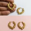 Anti Tarnish Skin Friendly Golden Beaded Hoop Earrings for Women