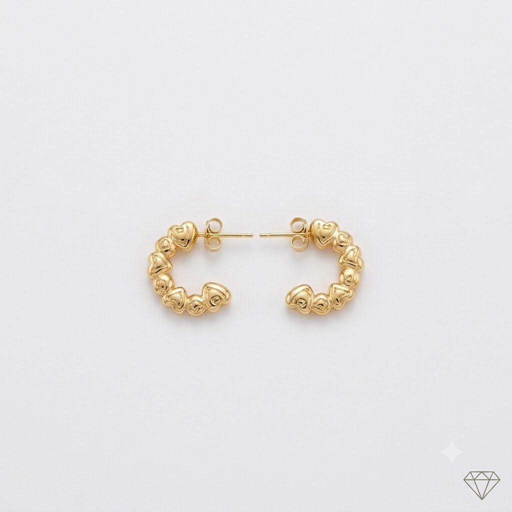 Golden Love Loop Heart Hoop Earrings for Women
